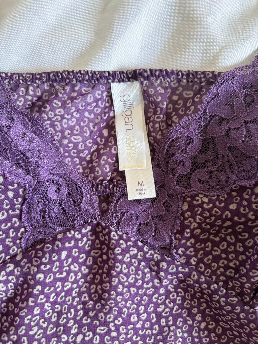 Vintage 1990s Purple Leopard Print Cami with Lace Detail on the Cups