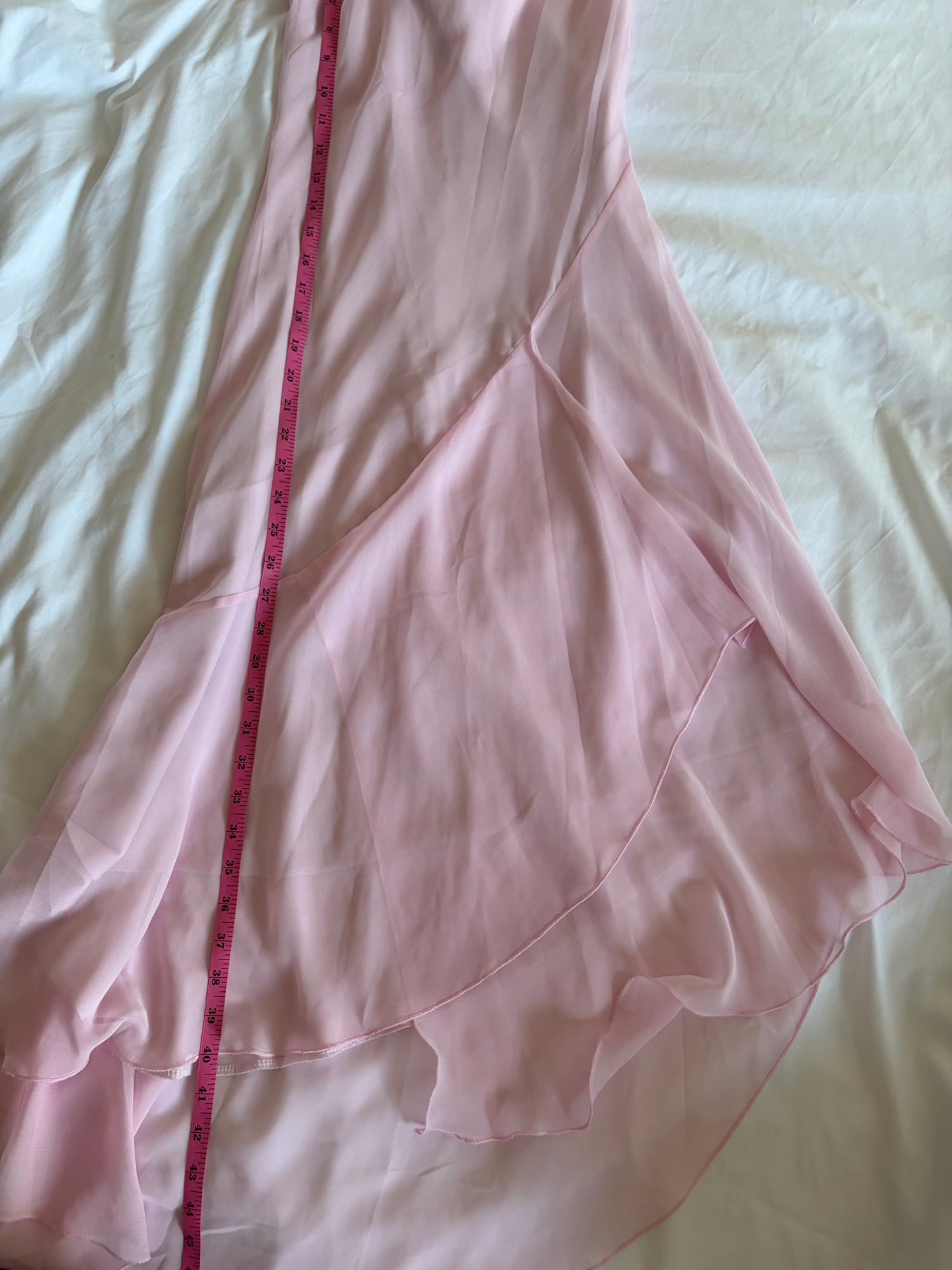 Vintage Y2K baby pink asymmetrical hem fairy dress with ruffle detail