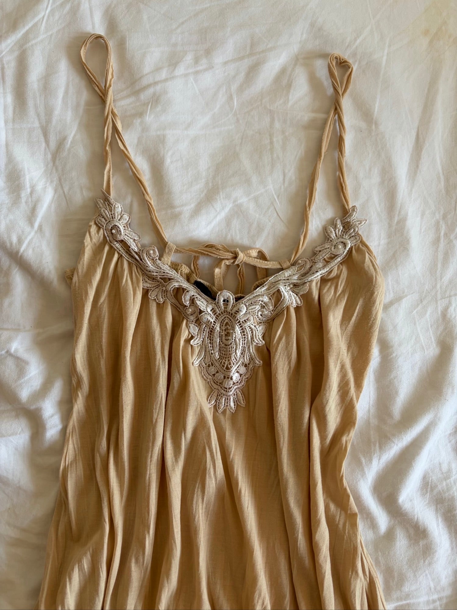 Vintage Y2K River Island asymmetrical hem fairy cami with contrast lace and sequins