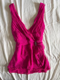 Vintage Y2K Hot Pink Silk Floaty Top with Silver Embellishment
