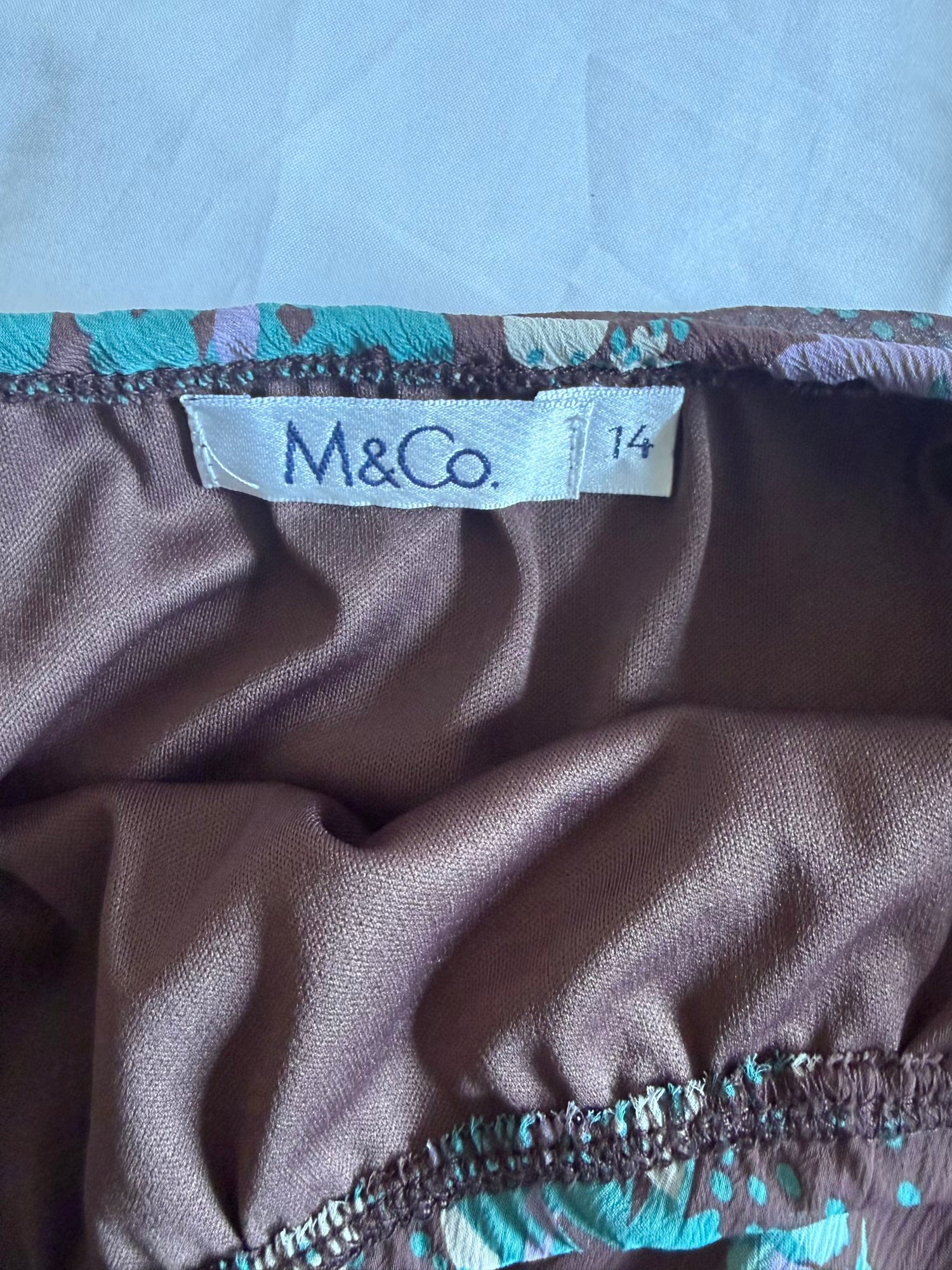 Vintage 1990s Brown and Teal Floral Midi Skirt