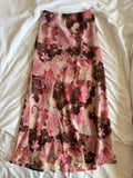 Vintage 1990s Brown and Pink Floral Maxi Fairy Skirt