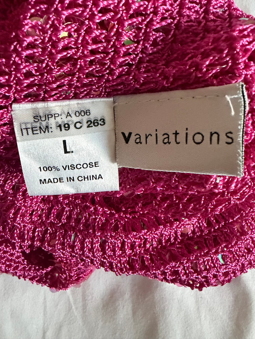 Vintage Y2K cerise pink crochet iridescent sequin cami