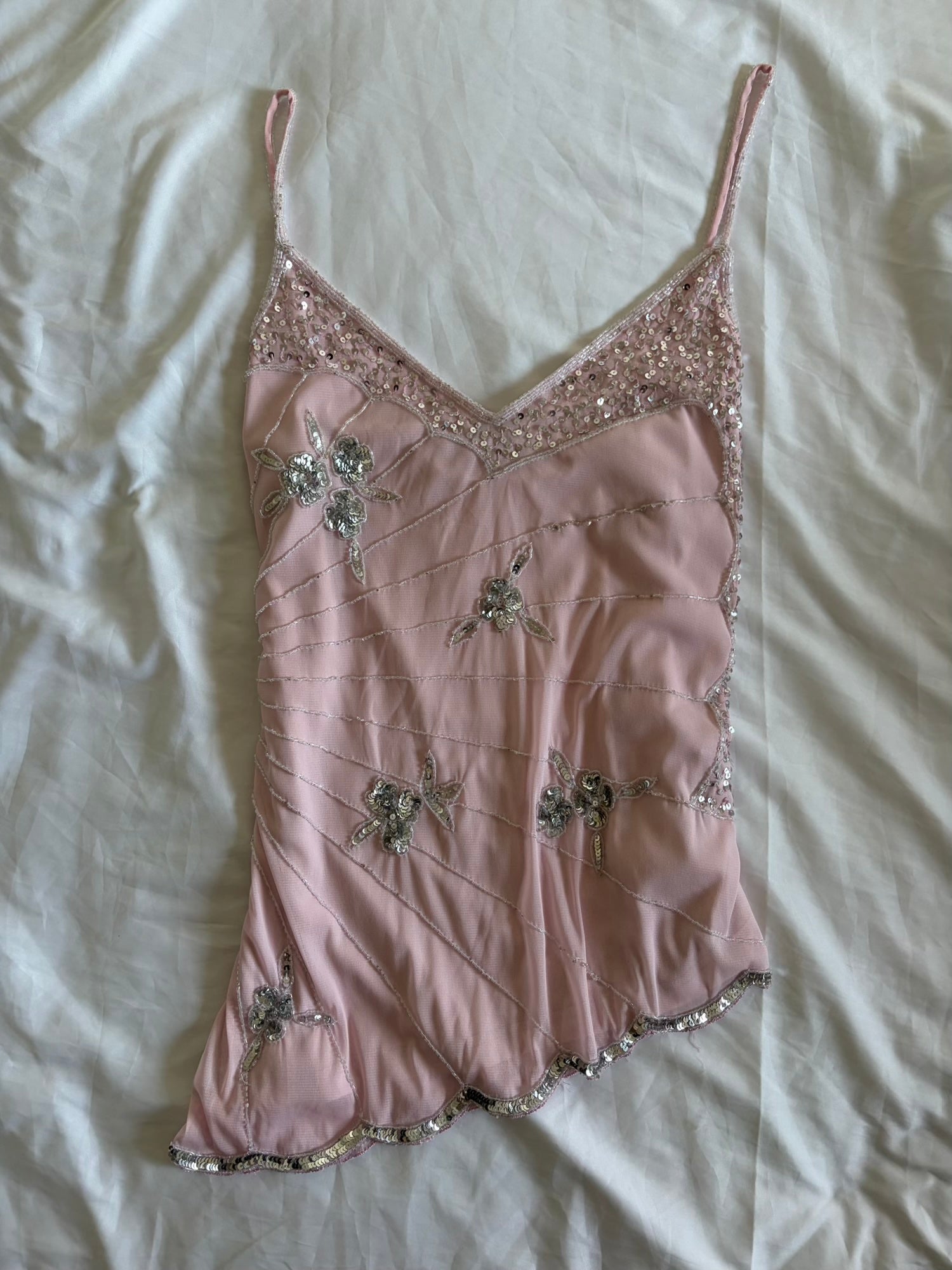 Vintage Y2K Viral Baby Sequin and Beaded Cami