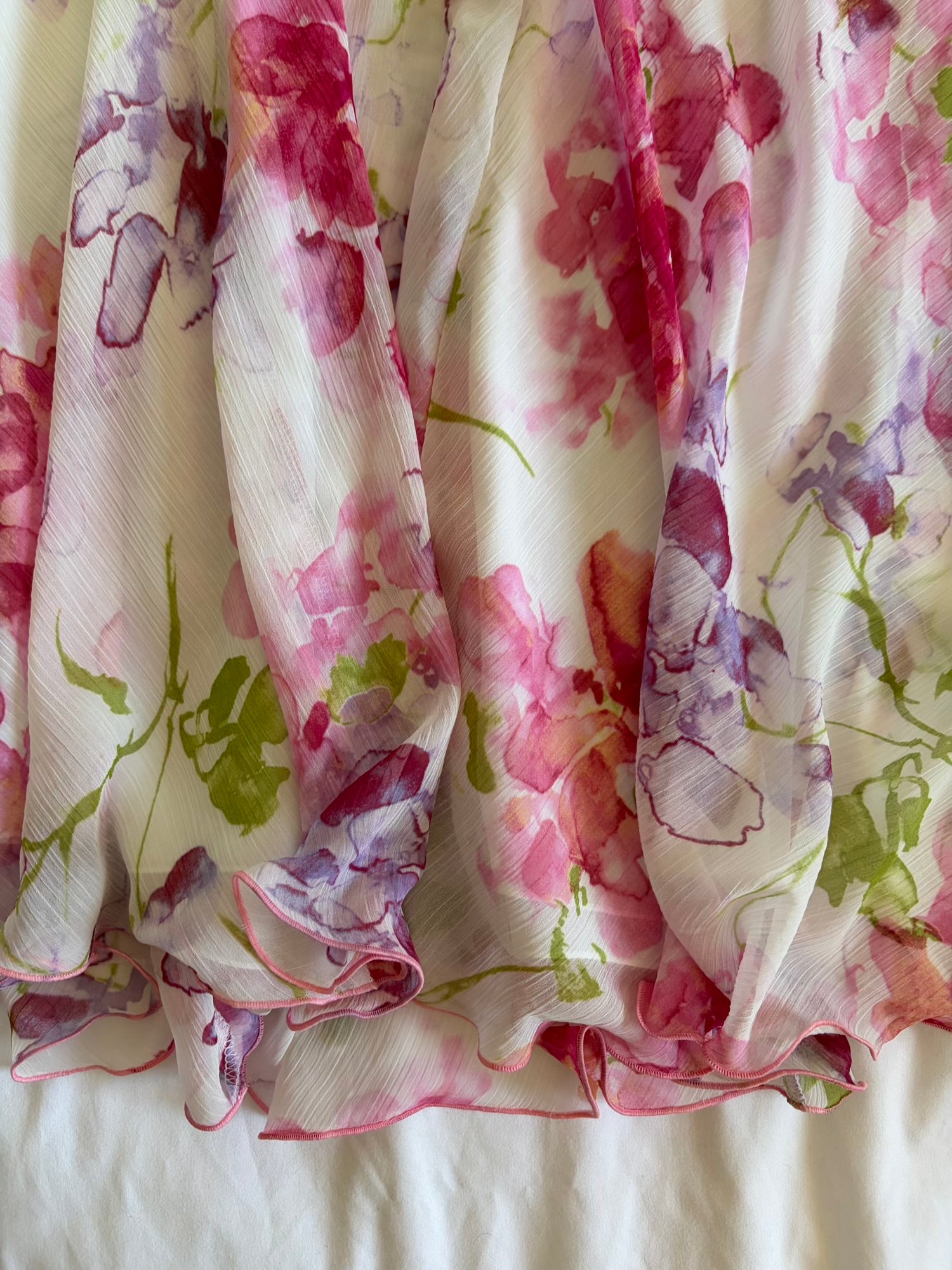 Vintage 1990s Italian cream romantic midi skirt with pastel florals