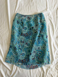Vintage Y2K Blue and Green Paisley Midi Skirt