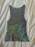 Vintage Y2K lilac boatneck crochet sequin cami top with keyhole closure