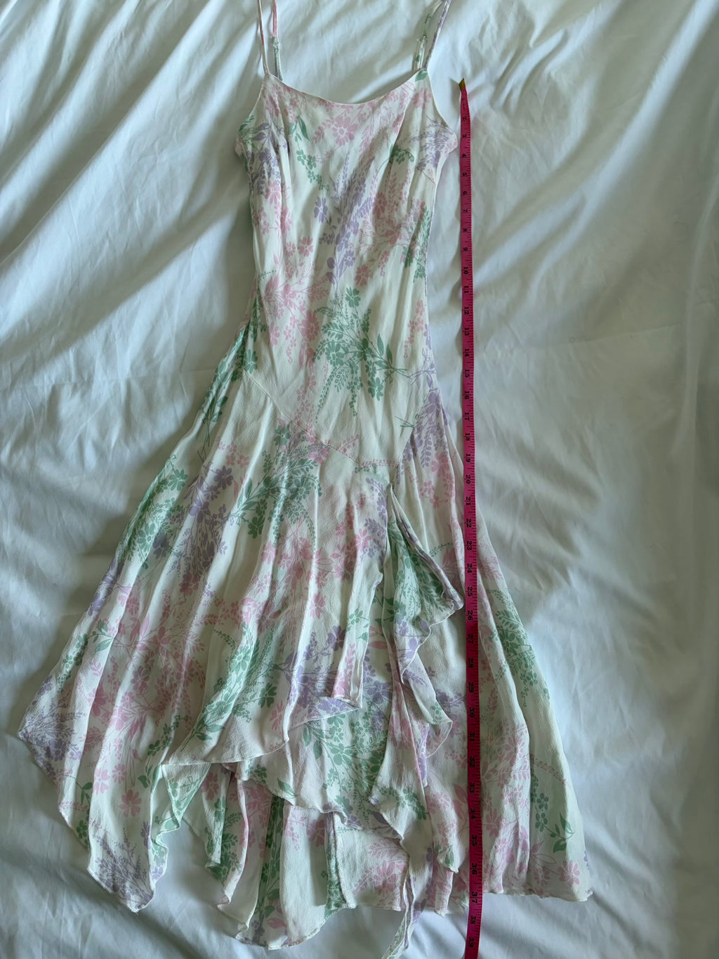 Vintage Y2K white floral asymmetrical hem fairy dress with pastel florals