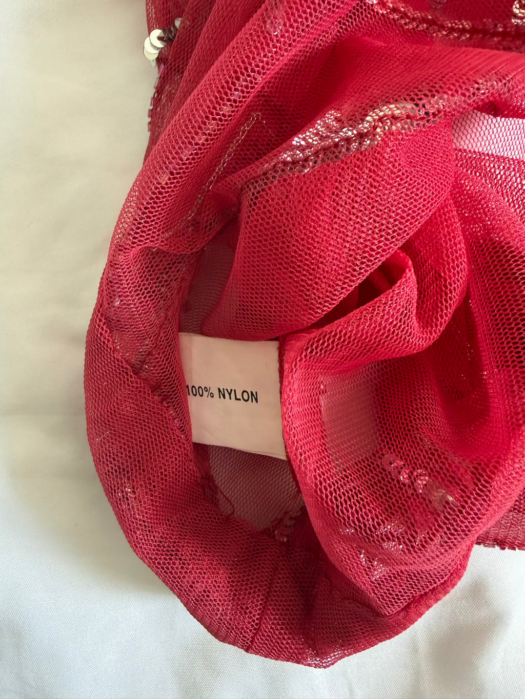 Vintage Y2K Raspberry Pink Mesh Butterfly Sequin Cami