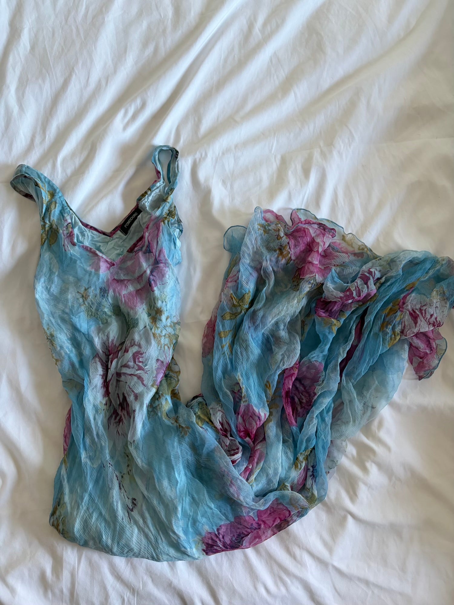 Vintage Y2K Italian blue floral maxi fairy floaty dress