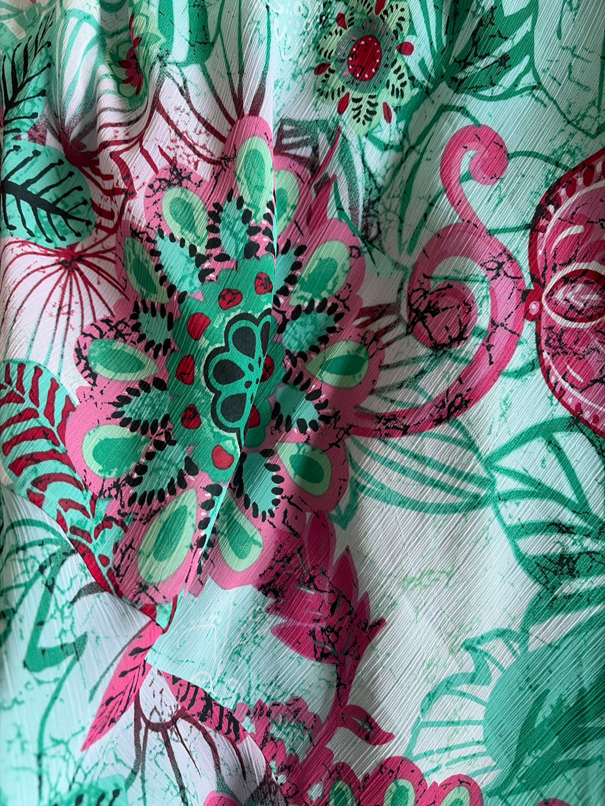 Vintage Y2K Green and Pink Floral Floaty Midi Dress