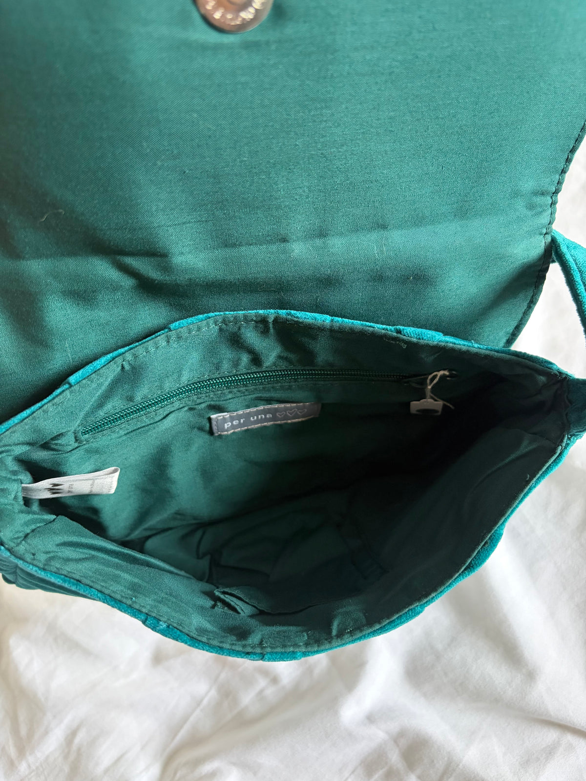 Vintage 1990s Per Una Teal Bag with Silver Buckle Detail