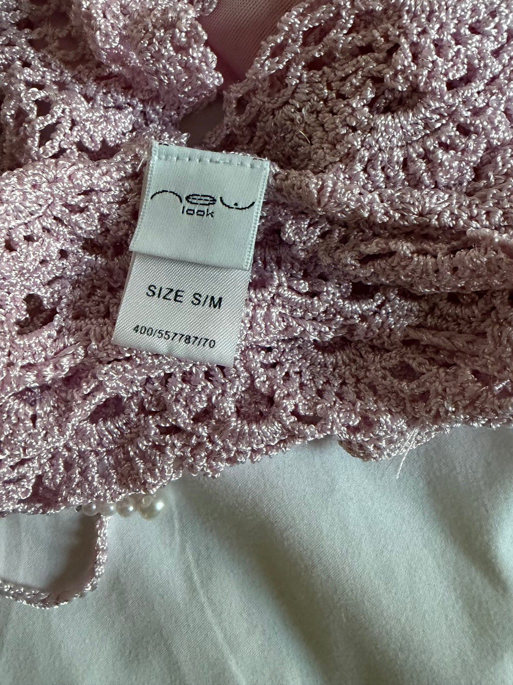 Vintage Y2K baby pink crochet silver sparkly cami
