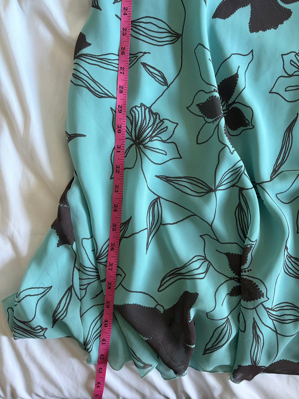 Vintage Y2K turquoise and brown floral romantic floaty midi dress