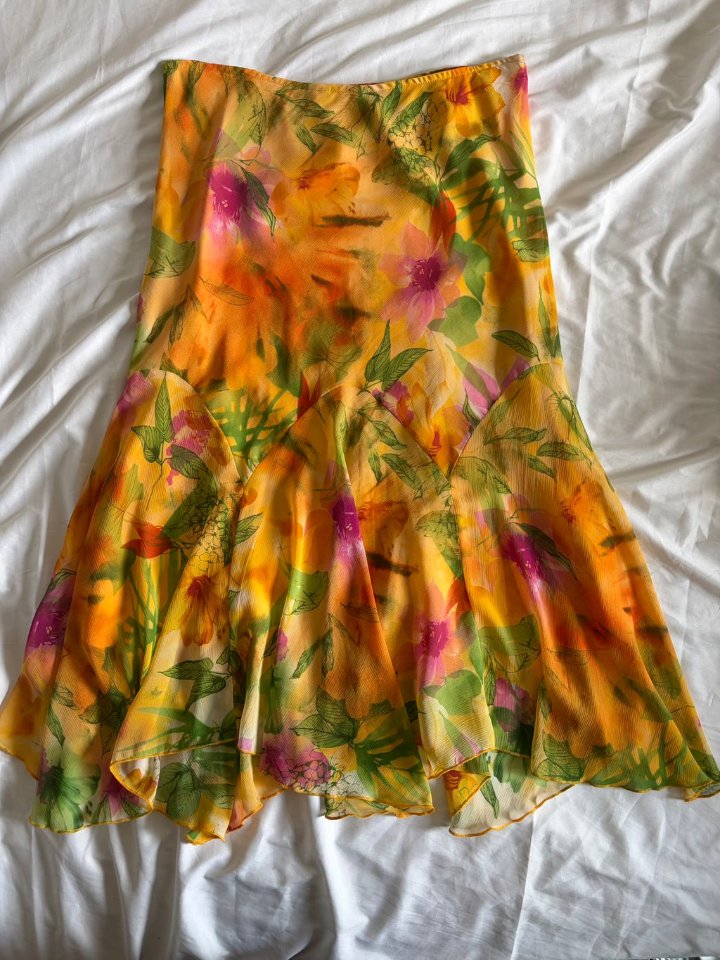 Vintage Y2K Yellow Hawaii Mermaid Hem Skirt