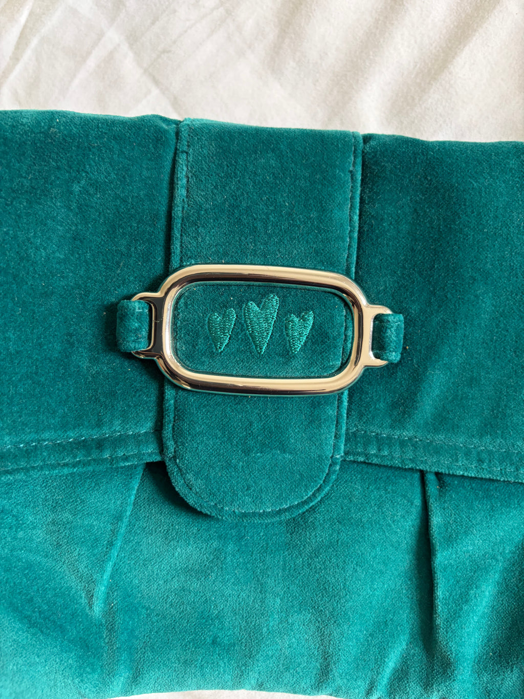 Vintage 1990s Per Una Teal Bag with Silver Buckle Detail