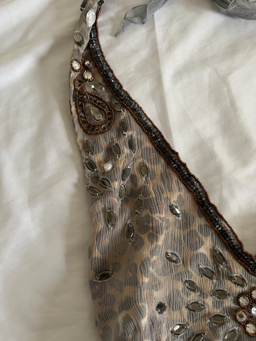 Vintage Aftershock Silk Leopard Bejewelled Halterneck Dress