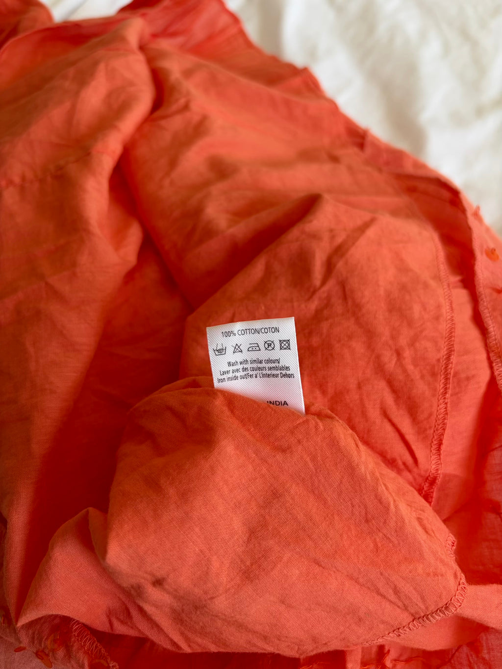 Vintage Y2K sunset orange cotton midi tiered skirt with sequin hem