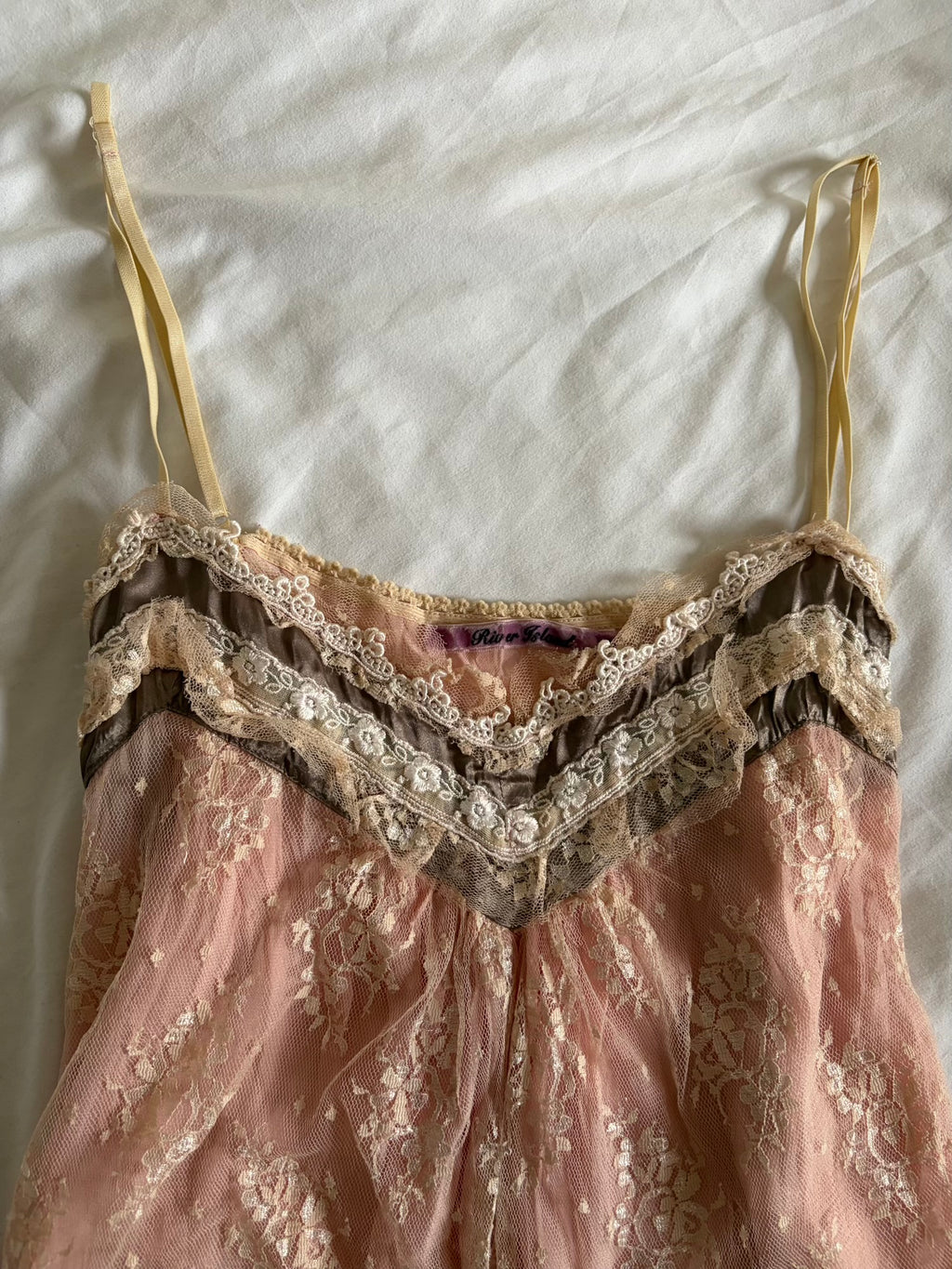 Vintage 2000s Lace Coquette Cami with Embroidery