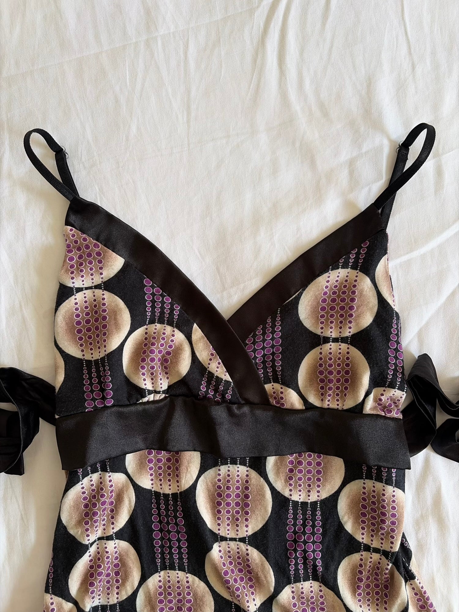 Vintage 1990s Italian Tie Back Top with Abstract Print