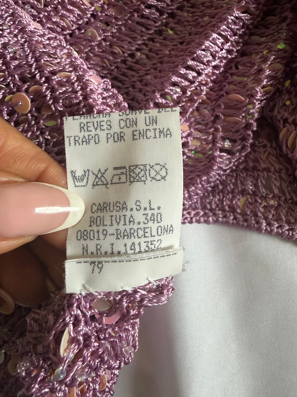 Vintage Y2K lilac and pink sequin crochet cami