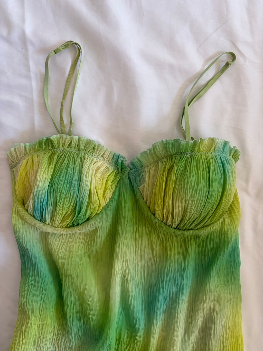 Vintage Y2K Teal Green and Turquoise Ombre Asymmetrical Hem Cami