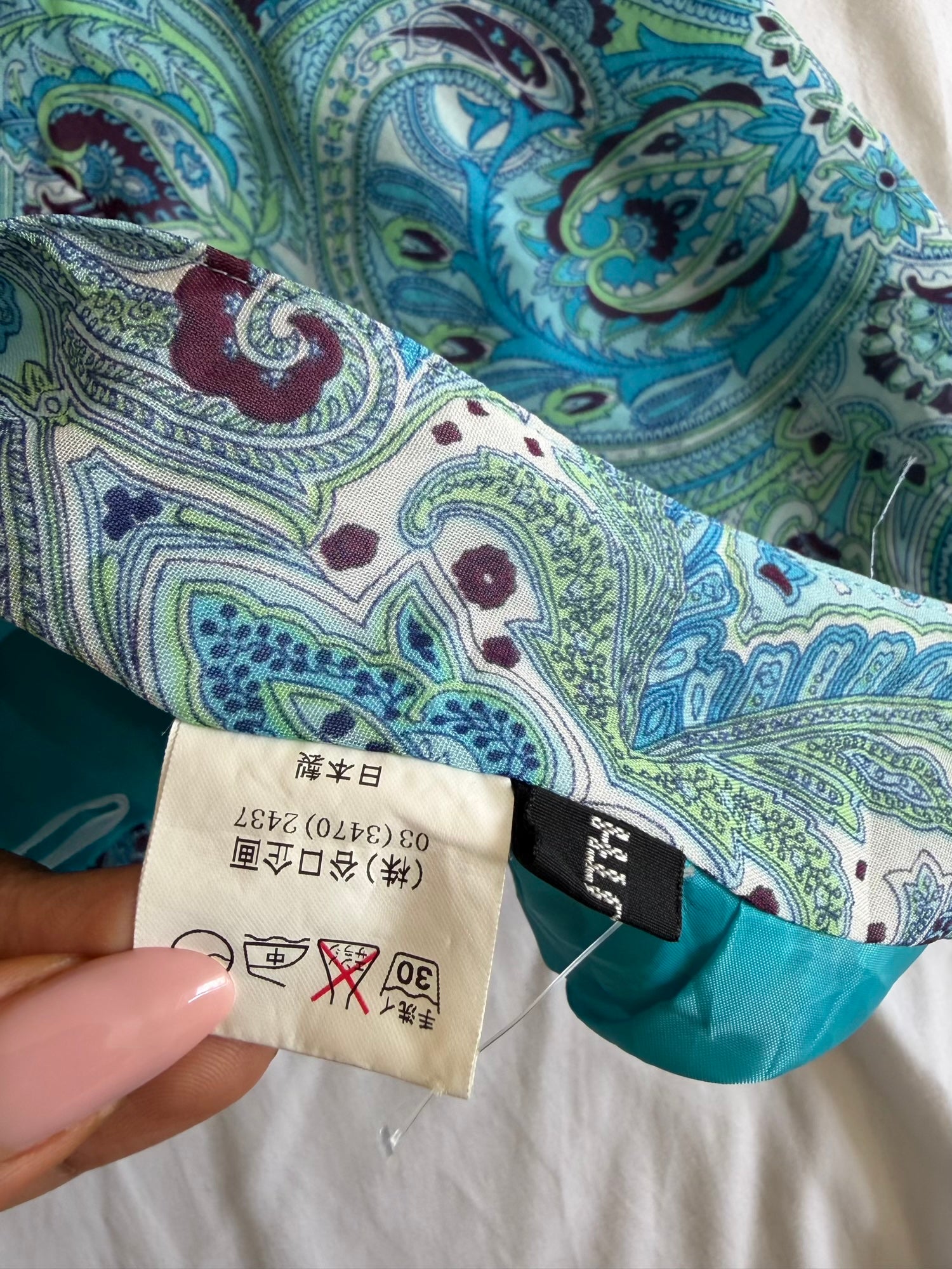Vintage Y2K Blue and Green Paisley Midi Skirt