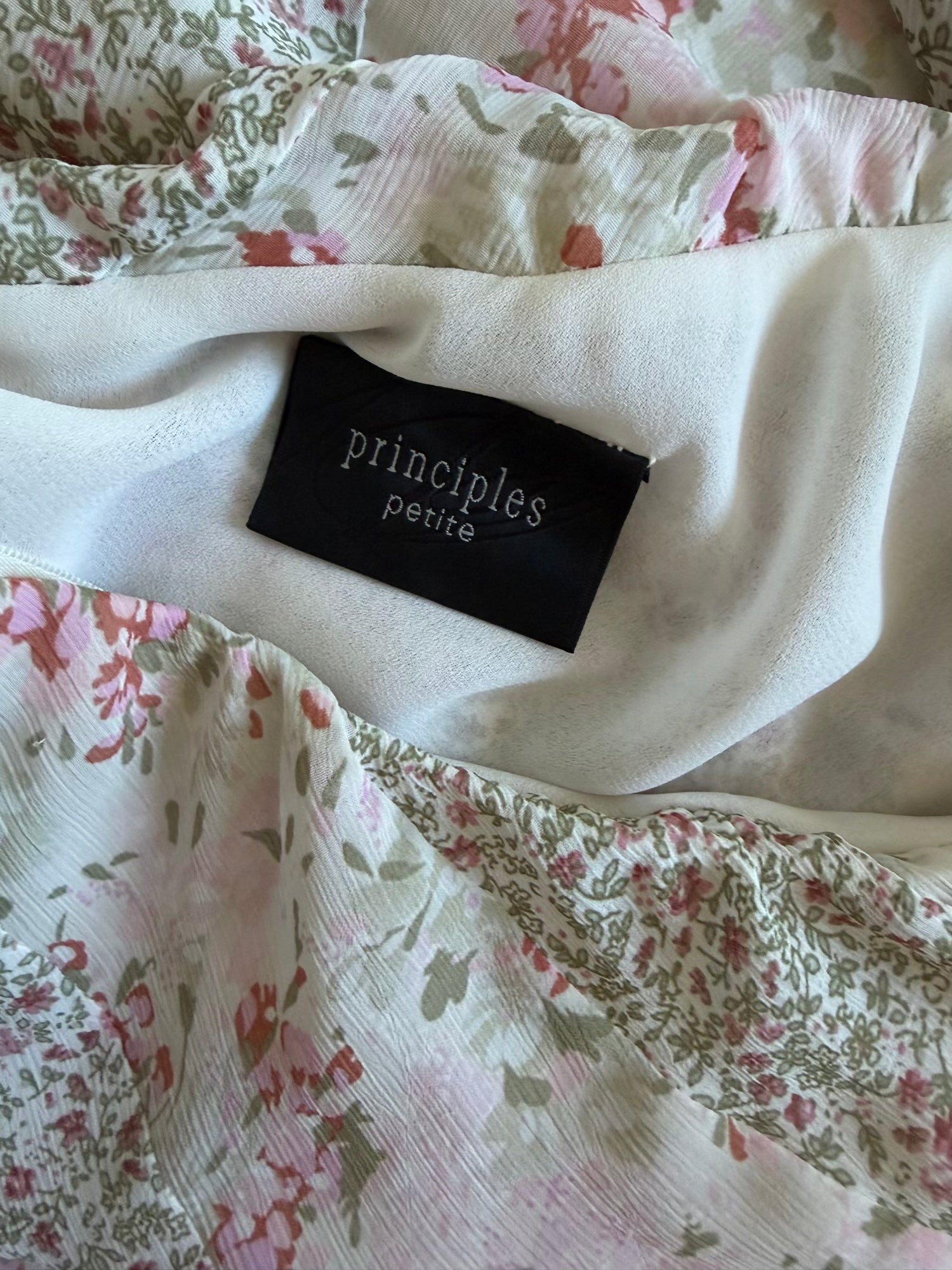 Vintage 1990s pink floral floaty midi skirt with contrast floral stripe detail