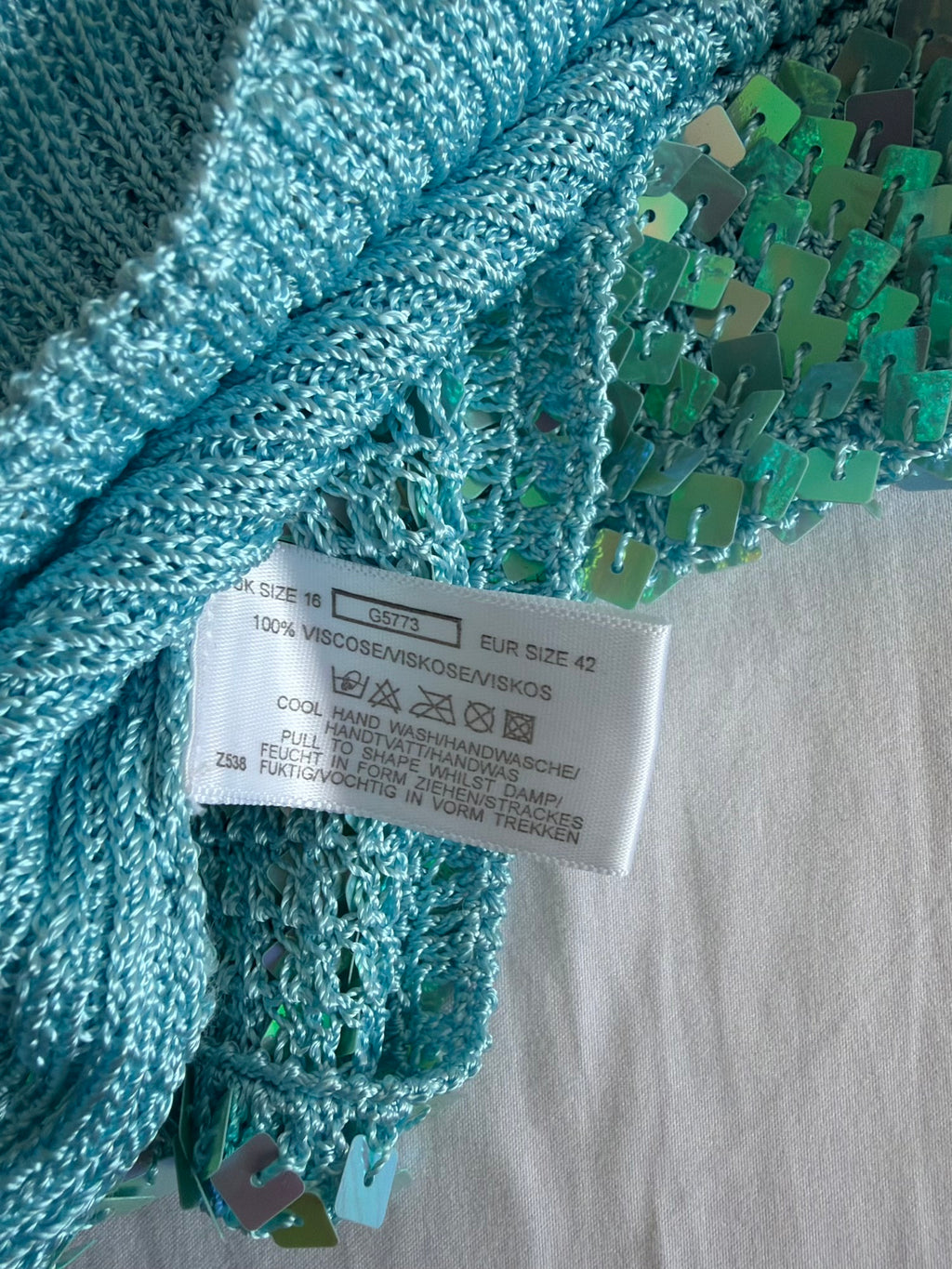 Vintage Y2K Turquoise Crochet Sequin Tank Top