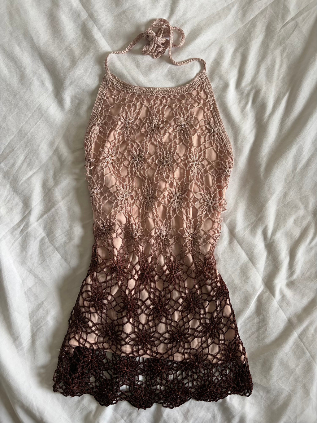Vintage 2000s Ombré Crochet Halterneck with Beads