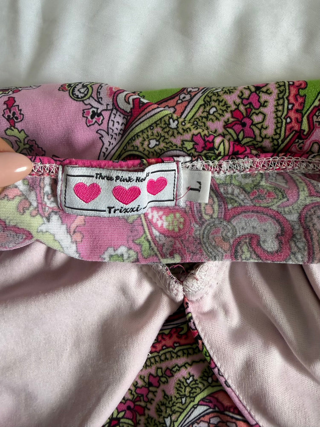 Vintage Y2K Pink and Green Paisley Halterneck Cami