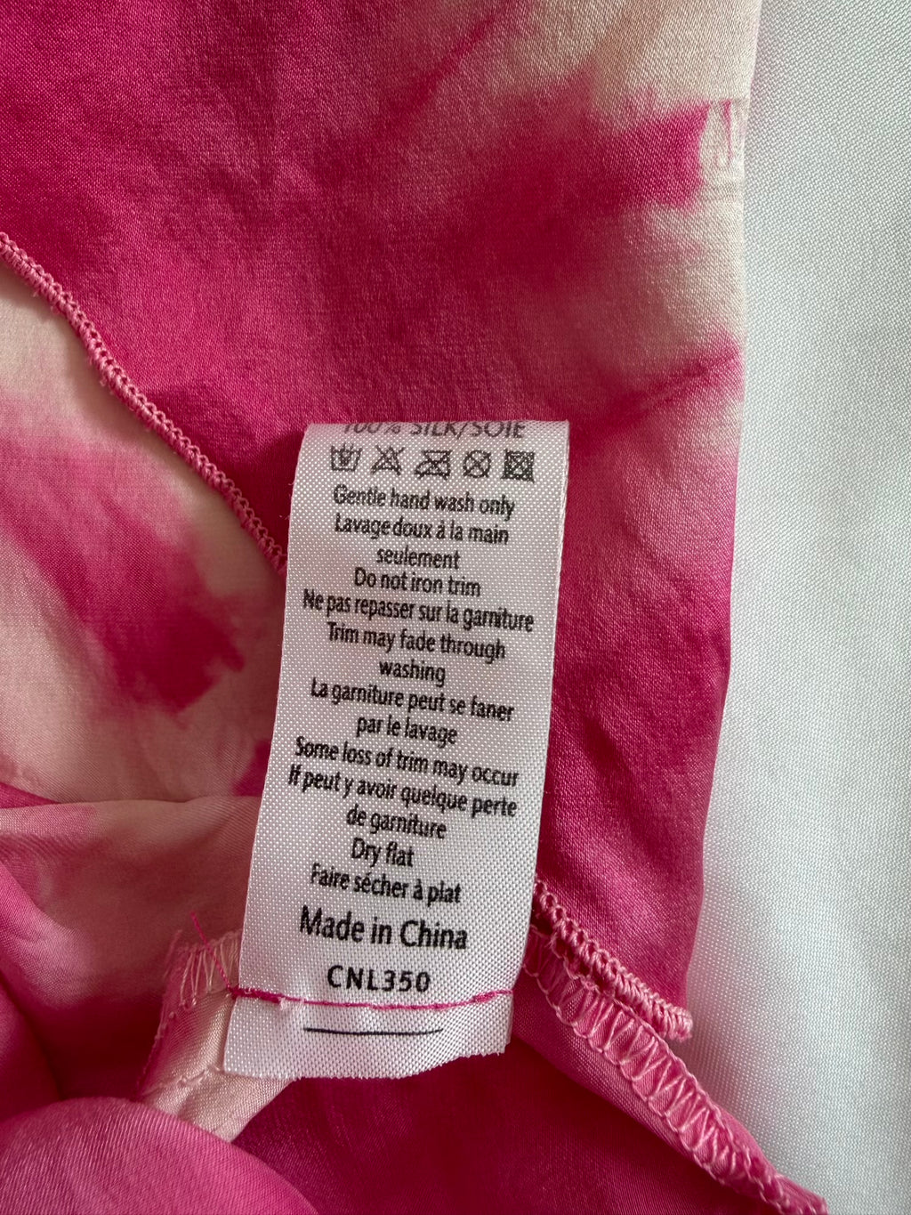 Vintage Y2K Silk Pink and White Tie Dye Beaded Cami