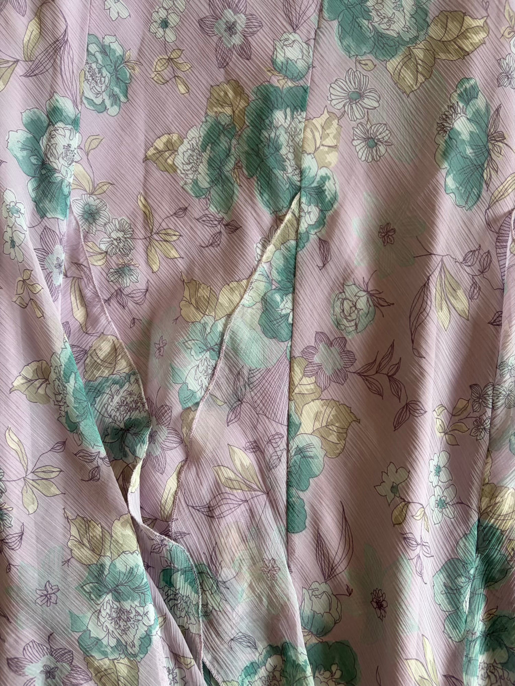 Vintage Y2K Pastel Lilac Floral Maxi Skirt with Fairy Hem