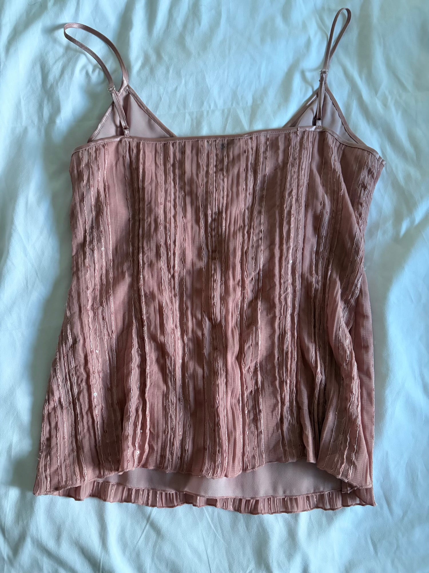 Vintage Y2K dusty pink cami with underbust sequin detail and sequins all over