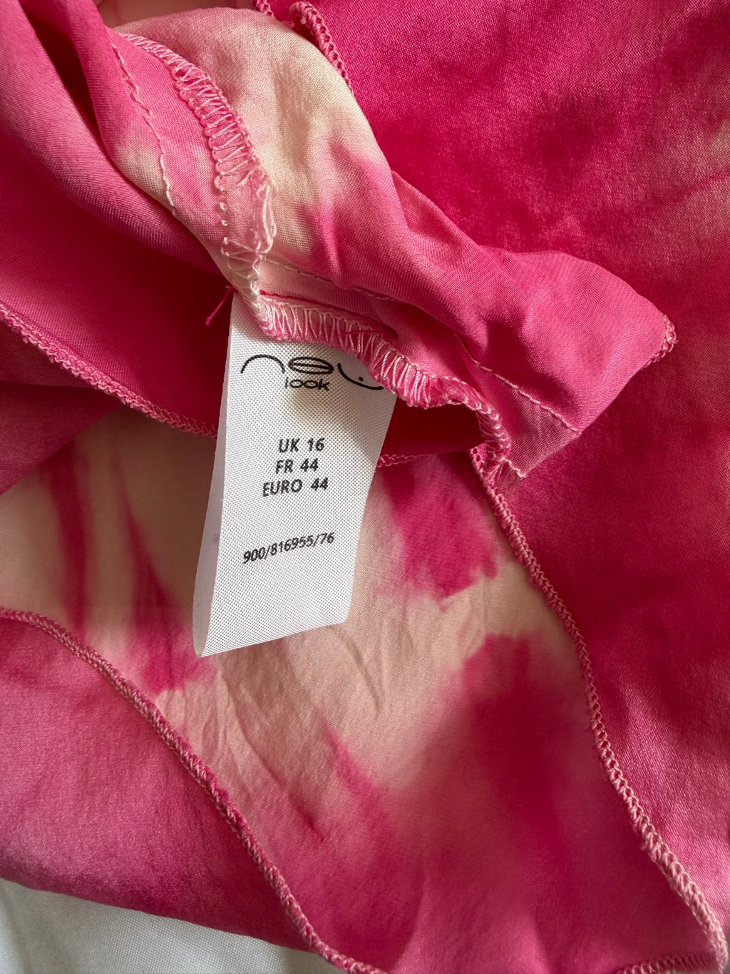 Vintage Y2K Silk Pink and White Tie Dye Beaded Cami