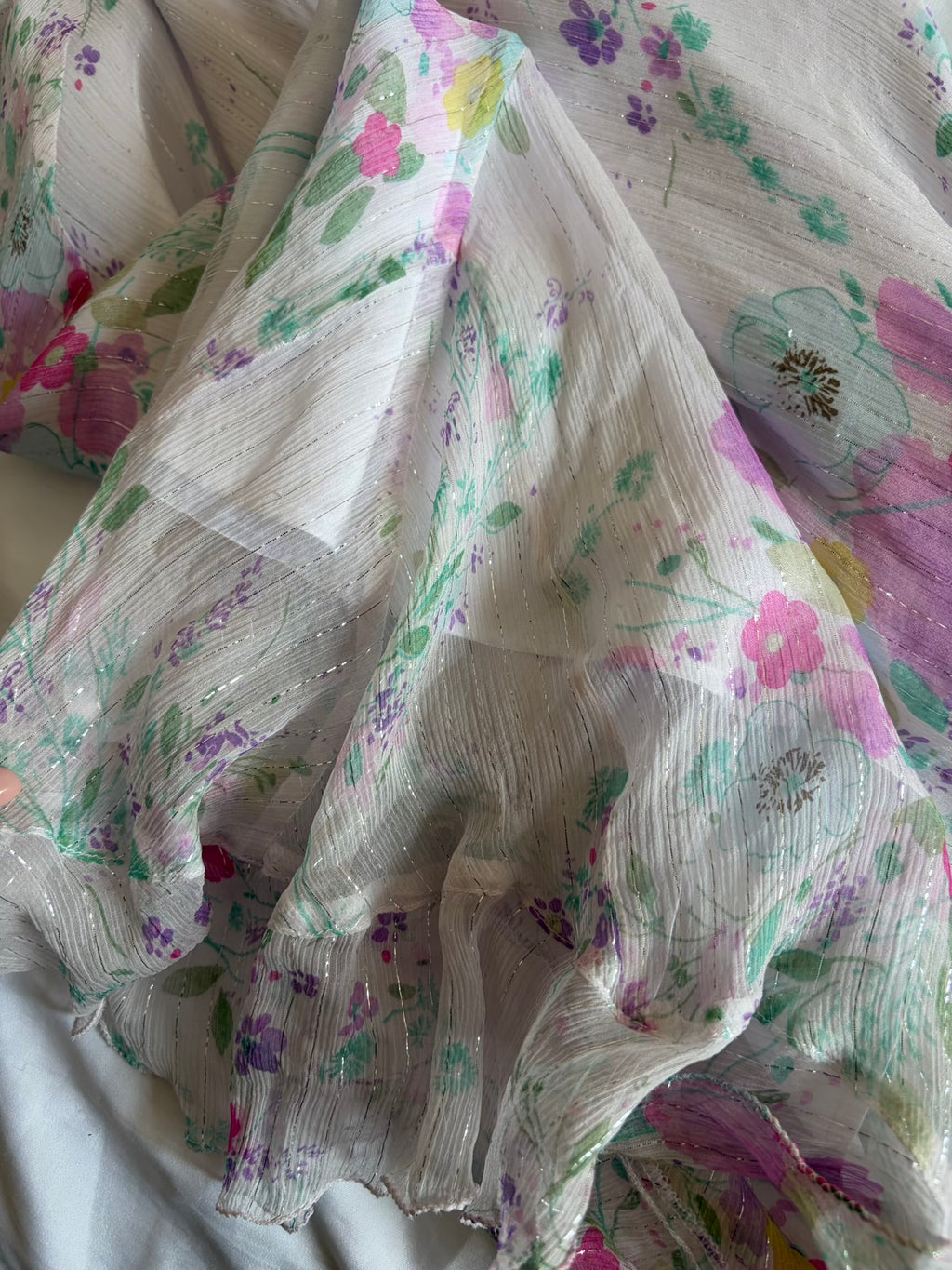 Vintage Y2K Rare Silk Asymmetrical Hem Midi Dress with Floral Detail and Sparkly Silver Detail
