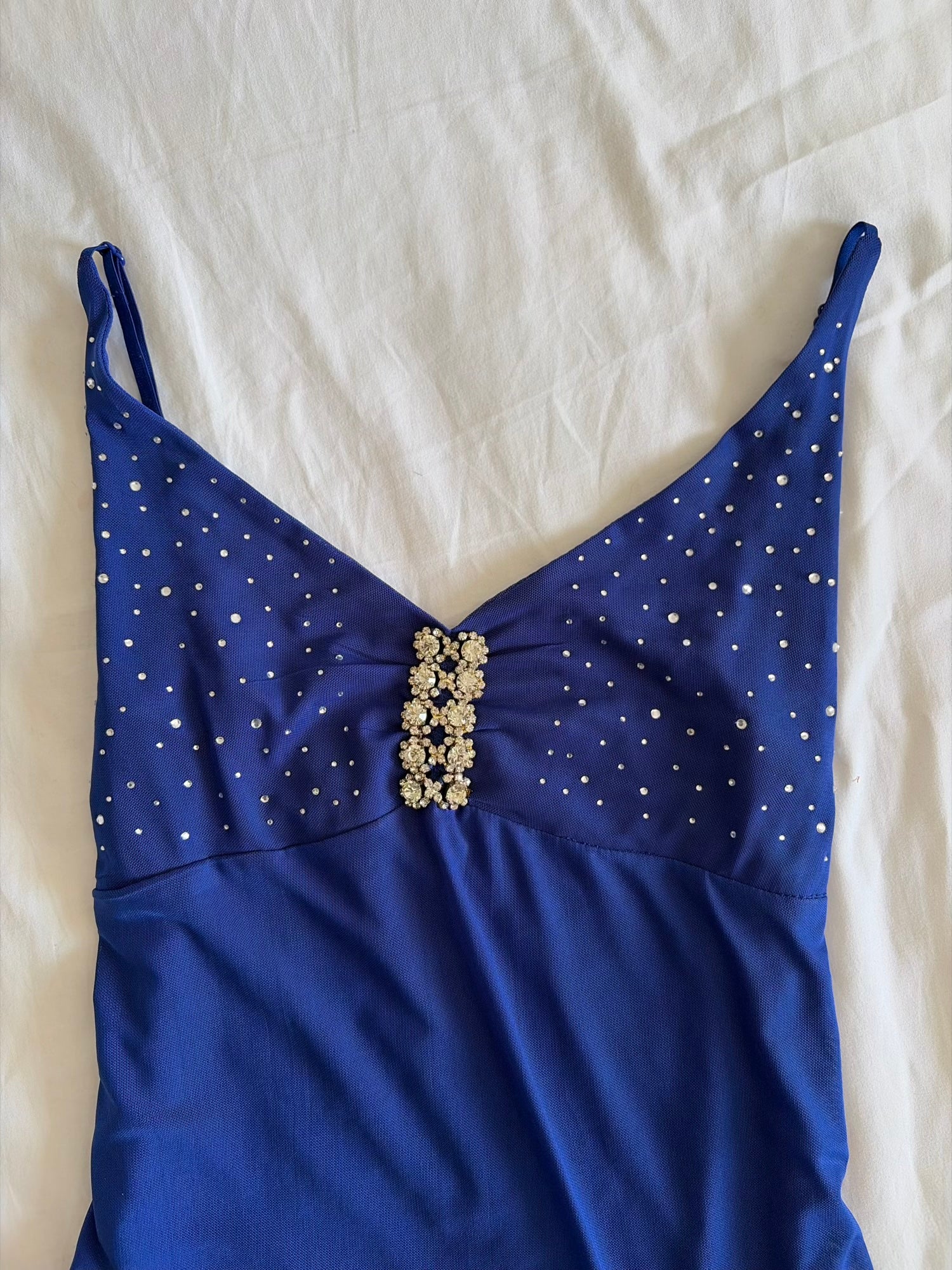 Vintage Y2K Italian Cobalt Blue Mesh Cami with Sparkly Bust