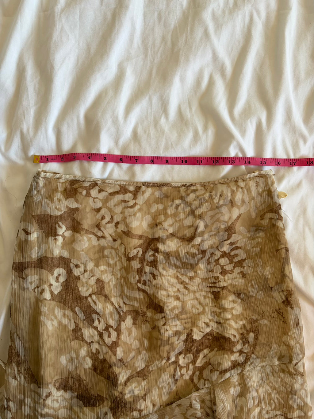 Vintage 1990s archival style champagne and brown ruffle asymmetrical hem fairy skirt