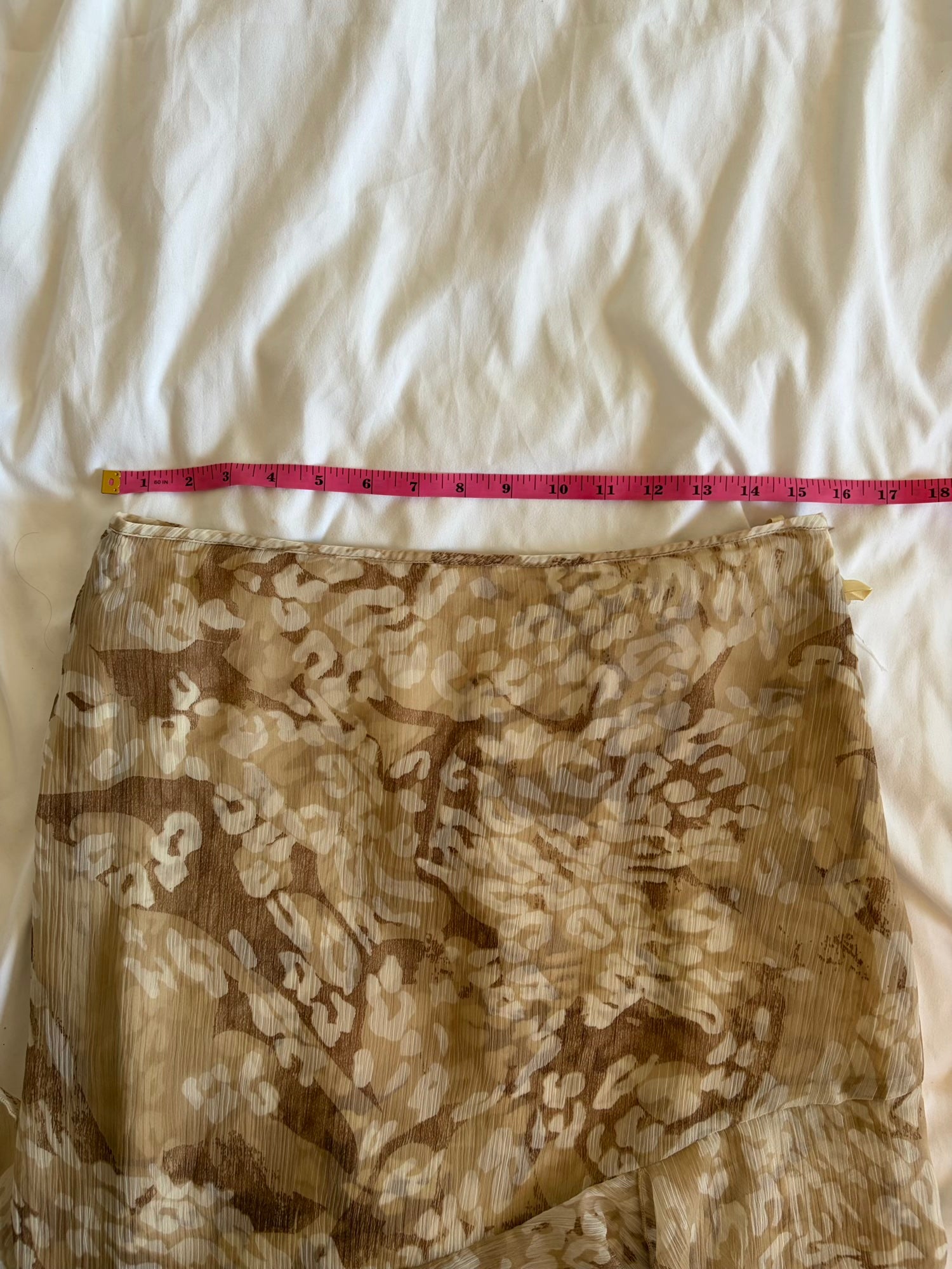 Vintage 1990s archival style champagne and brown ruffle asymmetrical hem fairy skirt