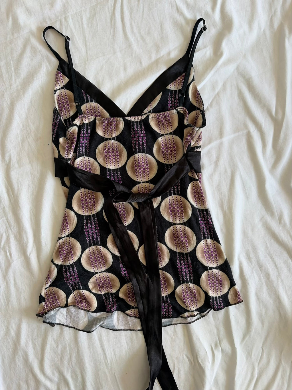 Vintage 1990s Italian Tie Back Top with Abstract Print