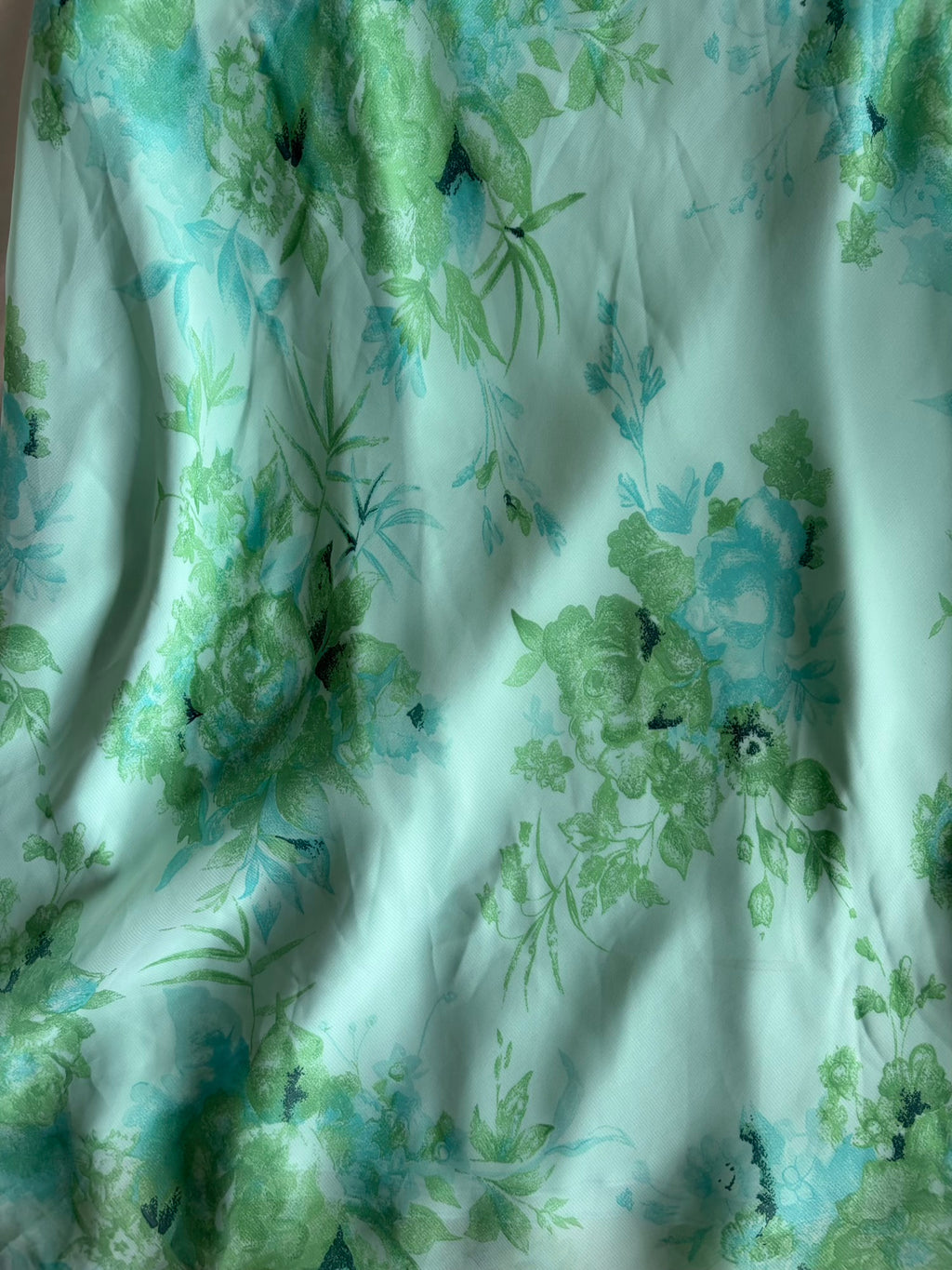 Vintage 1990s Turquoise and Green Floral Midi Skirt