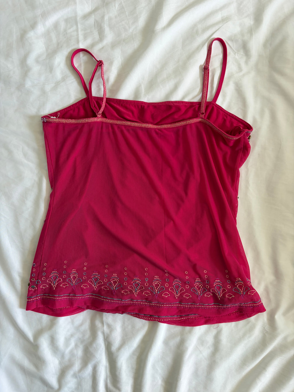 Vintage Y2K Cerise Beaded Heavily Embellished Cami