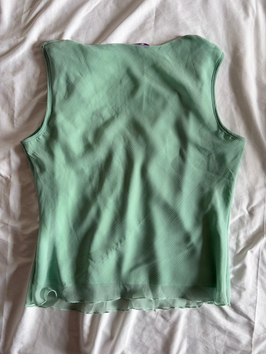 Vintage Y2K Turquoise Knot Bust Lettuce Hem Top