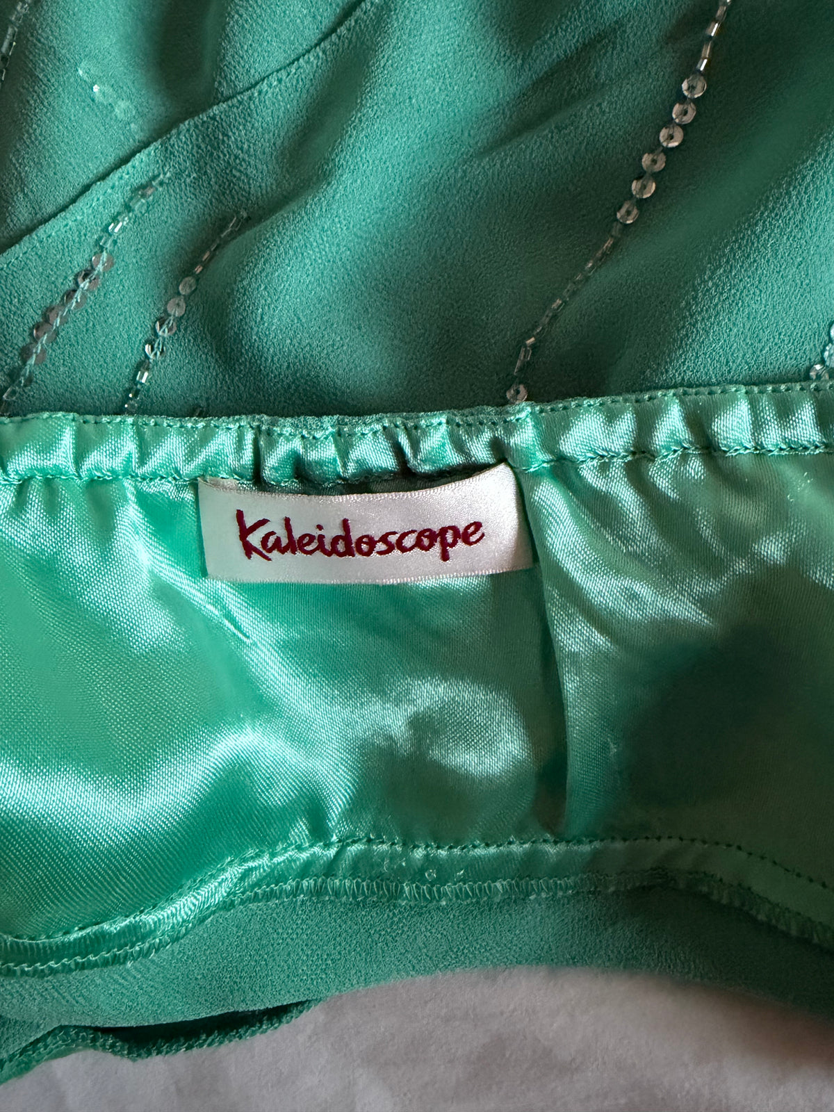 Vintage 2000s Kaleidoscope Turquoise Beaded Sequin Halterneck Cami