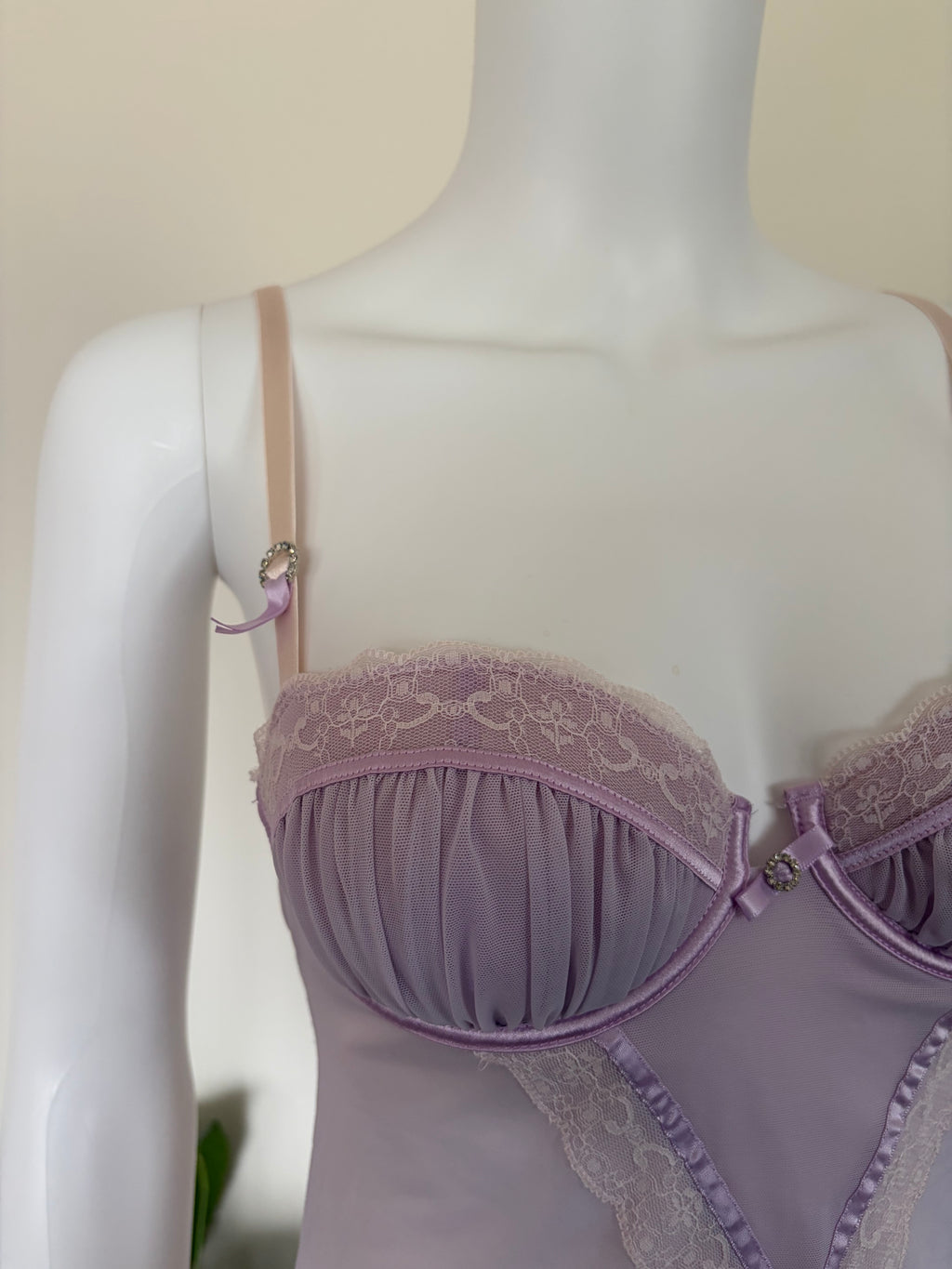 Vintage 2000s Lilac Lace Babydoll with Diamantés
