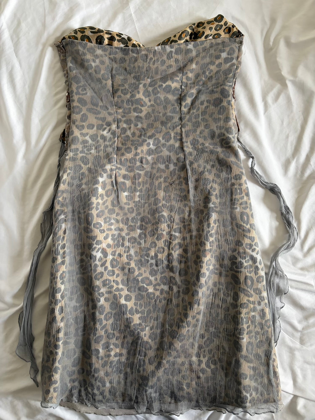 Vintage Aftershock Silk Leopard Bejewelled Halterneck Dress