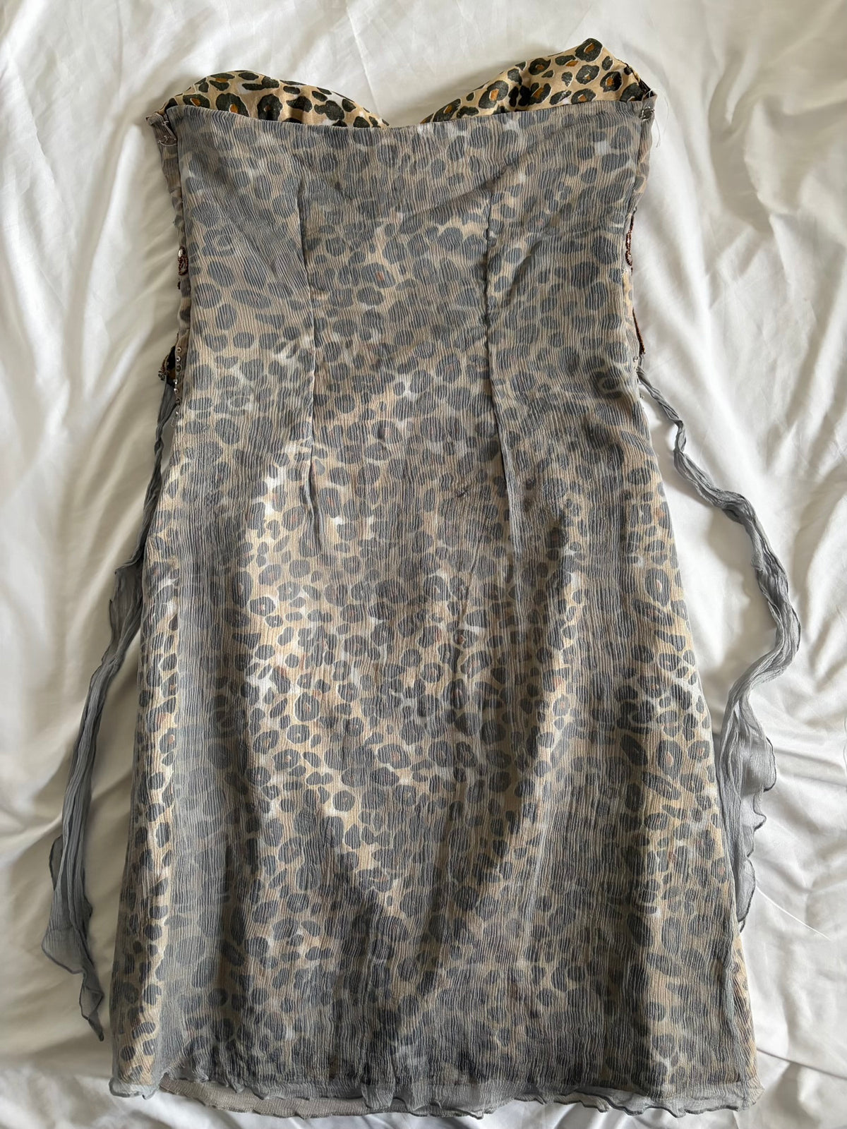 Vintage Aftershock Silk Leopard Bejewelled Halterneck Dress