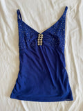 Vintage Y2K Italian Cobalt Blue Mesh Cami with Sparkly Bust