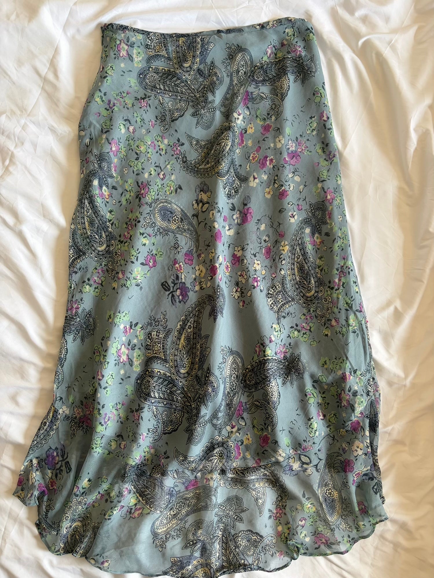 Vintage Y2K Grey Paisley Maxi Skirt with Beaded and Sequin Detail BNWT