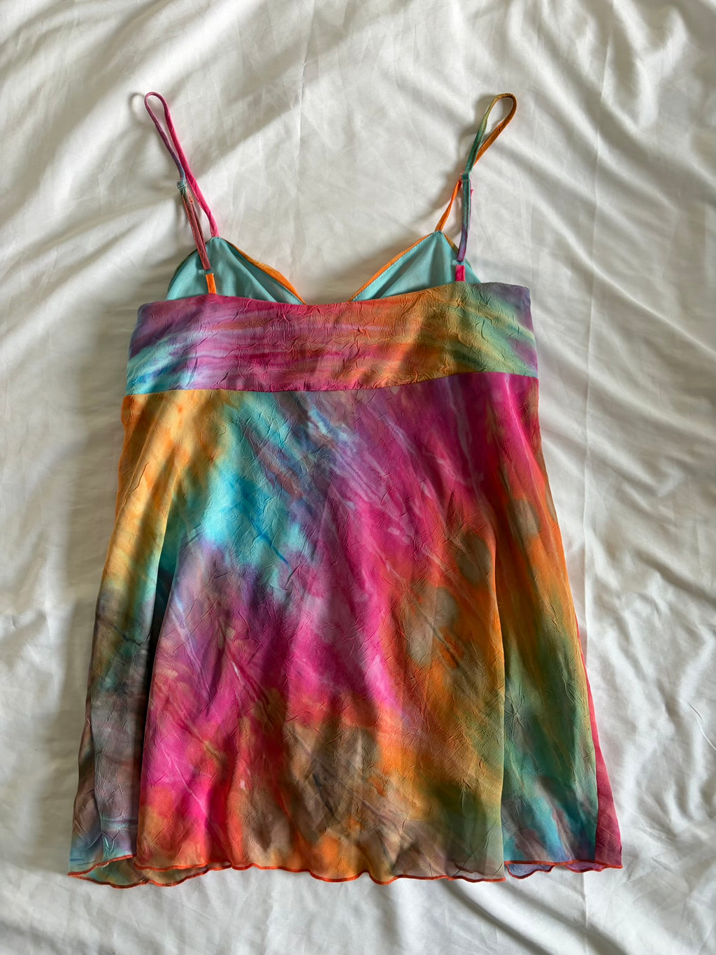 Vintage Y2K Neon Tie Dye Ruched Bust Cami